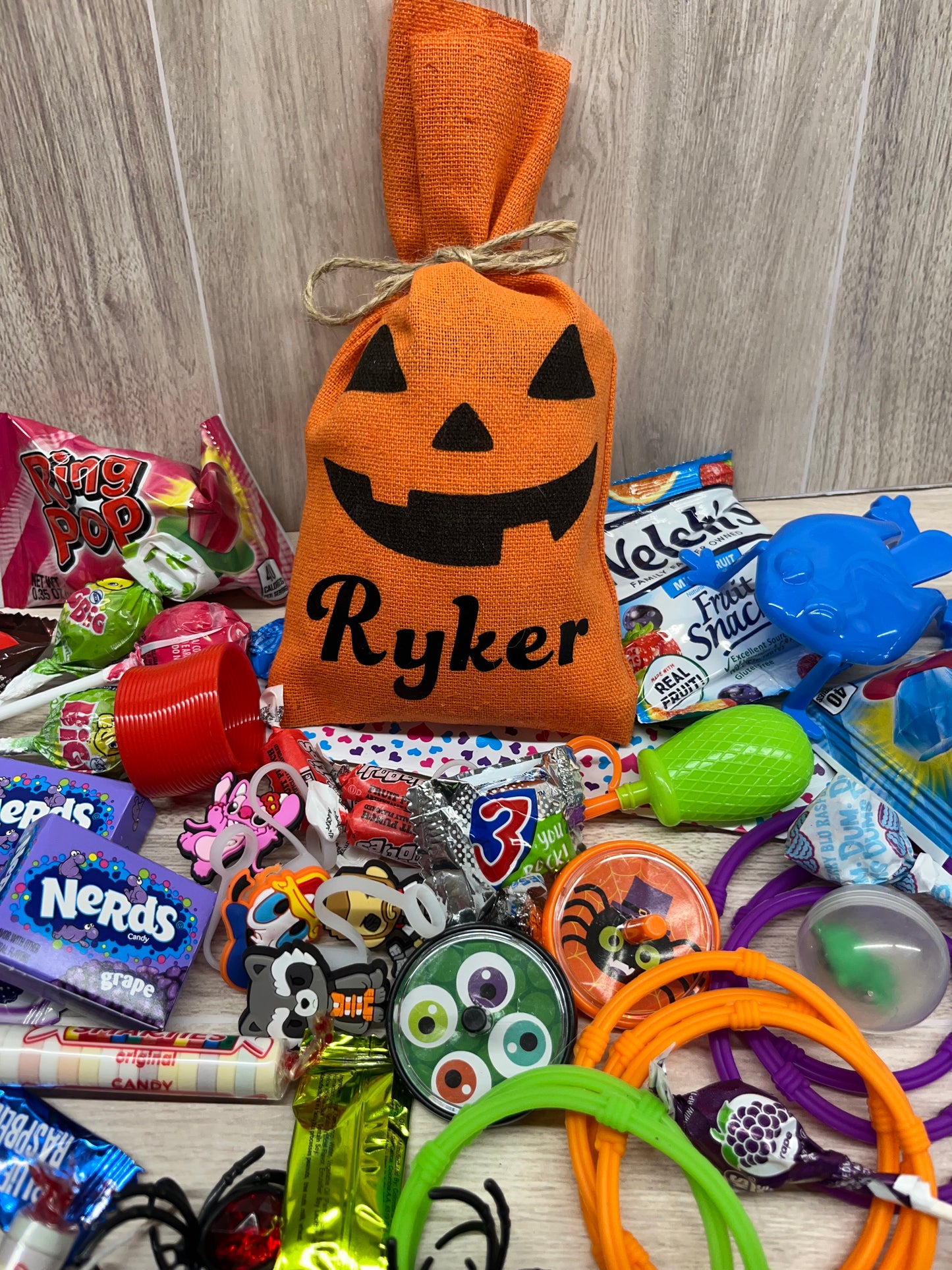 Halloween pumpkin Gift Treat Bag WITH NAME ADDED 8”x4.5”