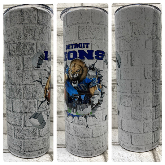 20 Ounce Skinny Tumbler - Football-Lions