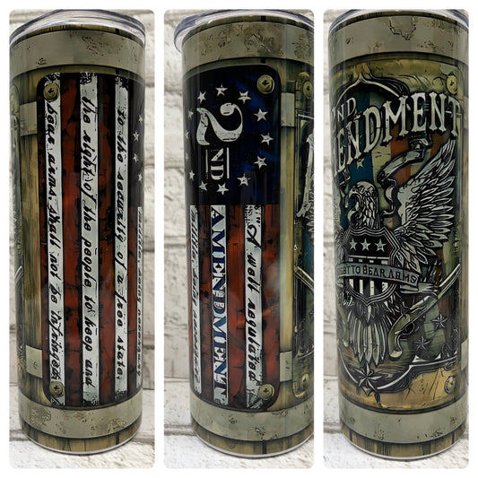 20 Ounce Skinny Tumbler - flag- 2nd Amendment