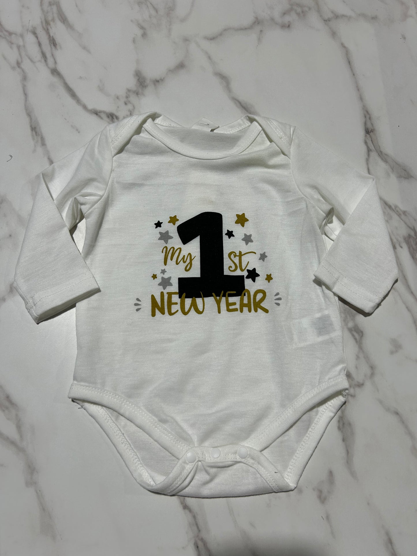 NEW 3-6 Long Sleeve Onesie - New Years