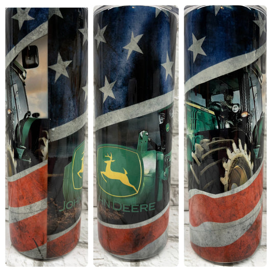 20 Ounce Skinny Tumbler - Green Tractor- Farming