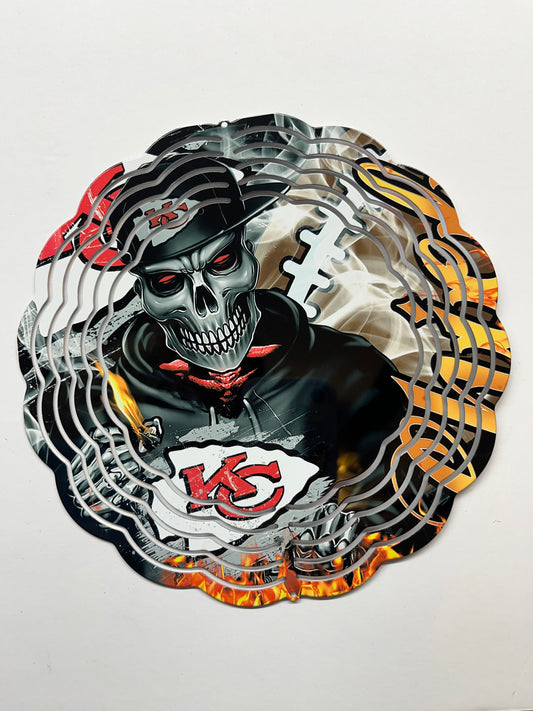 8” Wind Spinner Football Skull